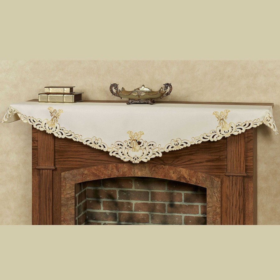 Home Accents Touch of Class | Angelica Embroidered Angel Cutwork Mantel Scarf