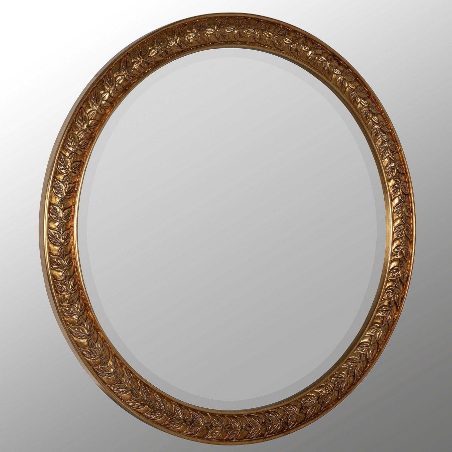 Bath Touch of Class | Laurel Antique Gold 34 Inch Round Wall Mirror By Erin Gates