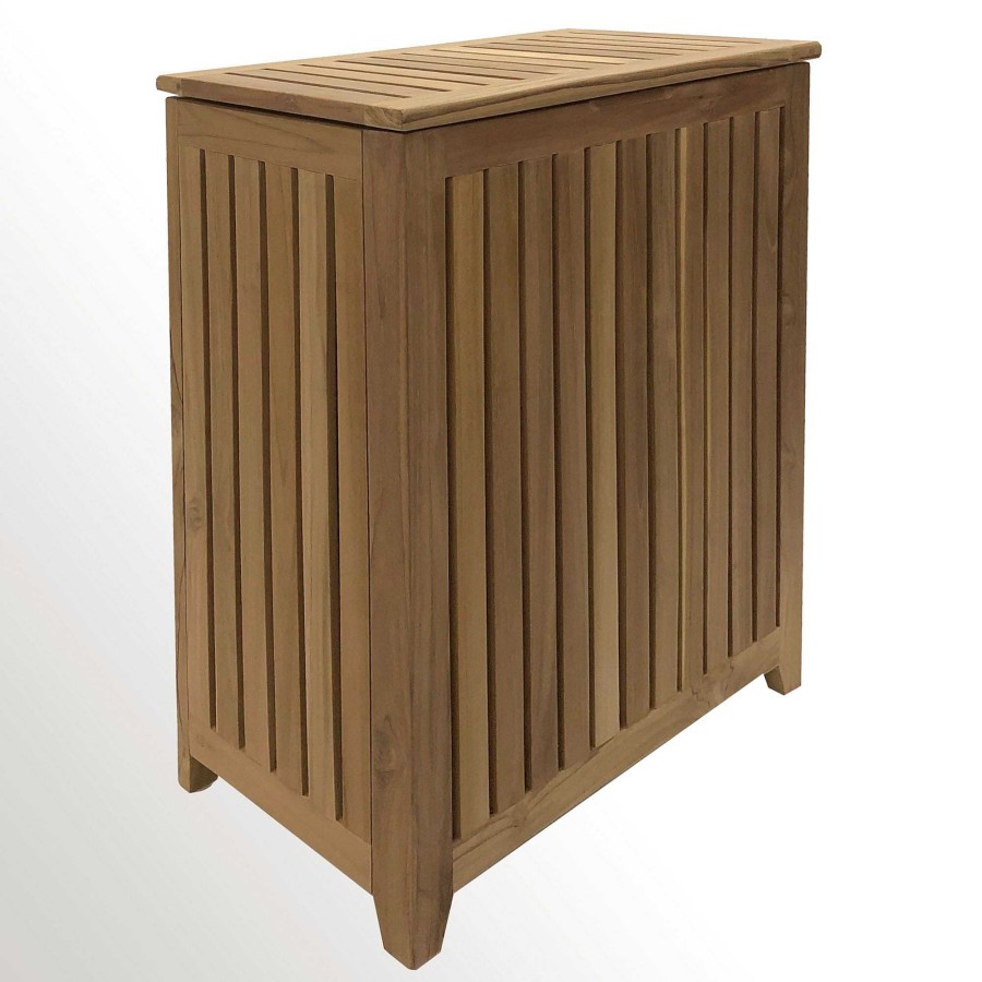 Bath Touch of Class | Avery Slatted Teak Wood Hamper