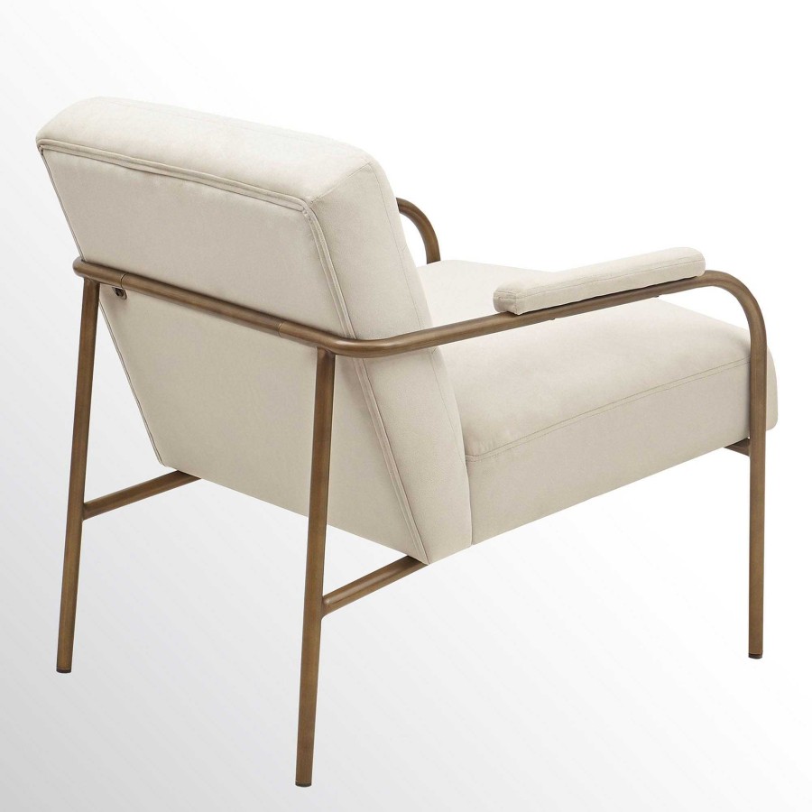 Furniture Touch of Class | Lampert Beige Velvet Cushioned Side Chair With Metal Frame