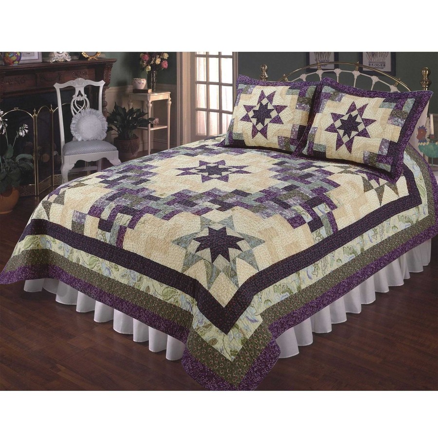 Bedding Touch of Class | Amelia All Cotton Purple Patchwork Quilt Bedding