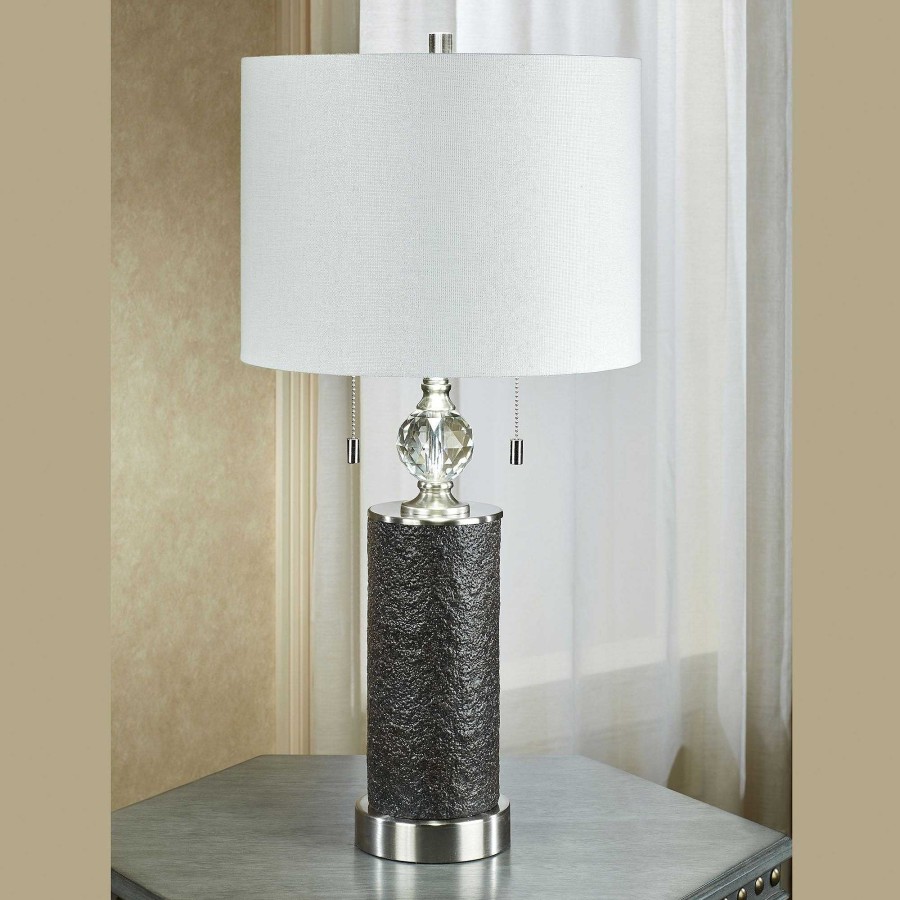 Home Accents Touch of Class | Daveney Black Brown Nickel Modern Table Lamp With Two Pull Chains