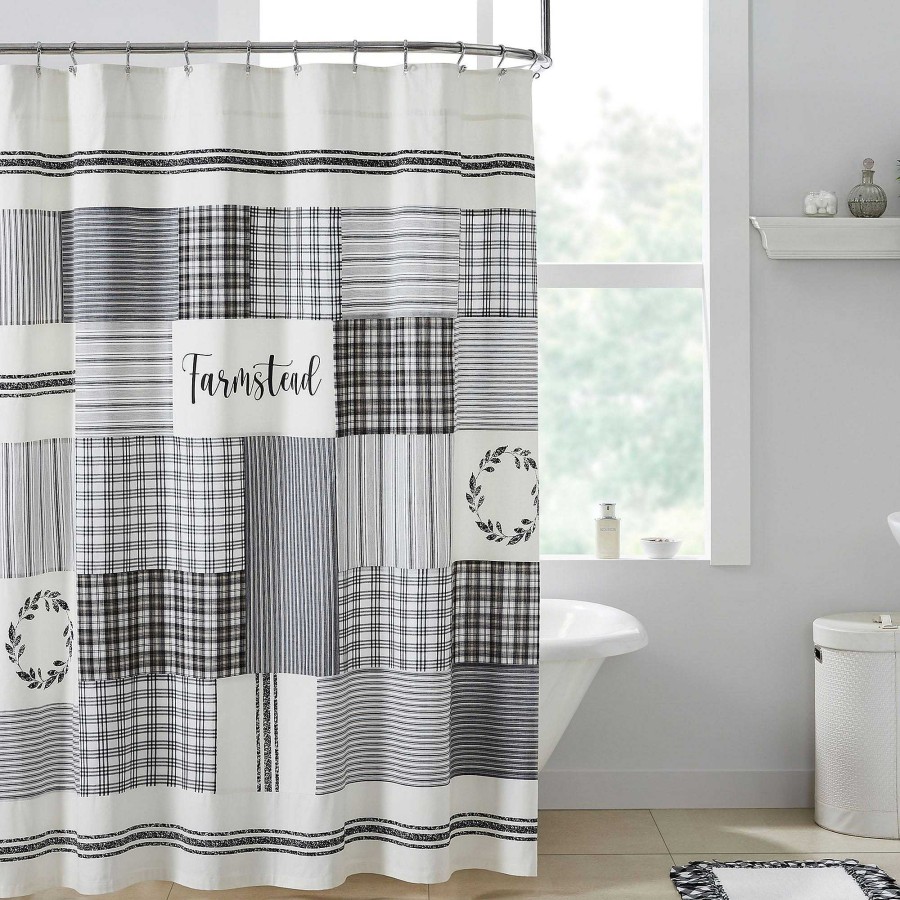 Bath Touch of Class | Sawyer Mill Black Farmhouse Style Shower Curtain By April & Olive