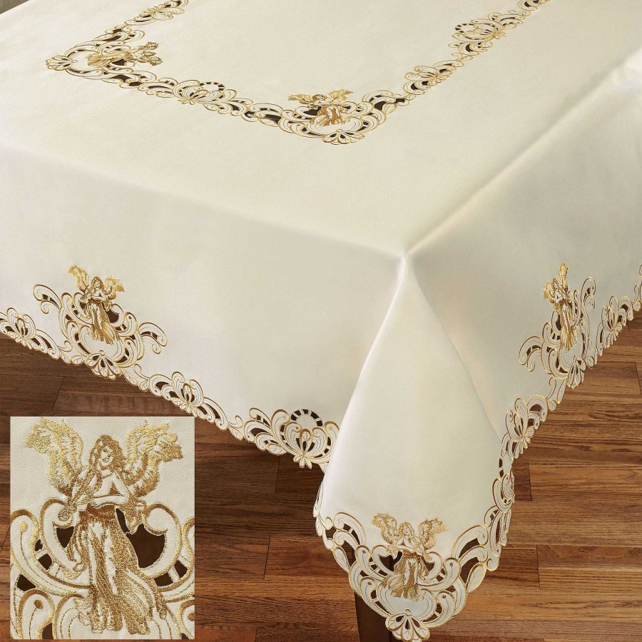 Kitchen Touch of Class | Angelica Embroidered Angel Tablecloth And Table Linens