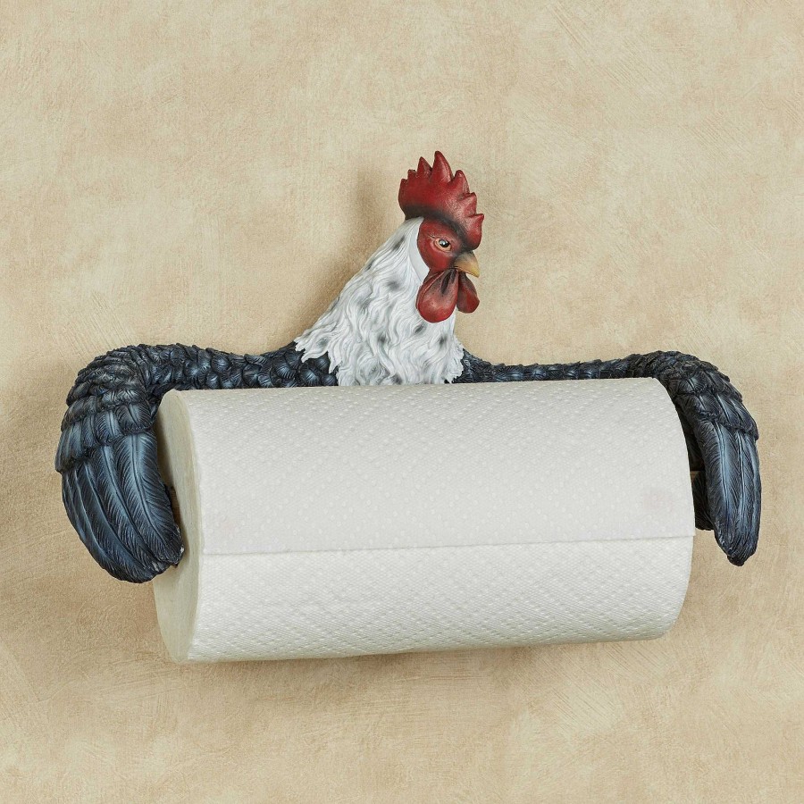 Kitchen Touch of Class | Black Grand Rooster Wall Mounted Kitchen Paper Towel Holder