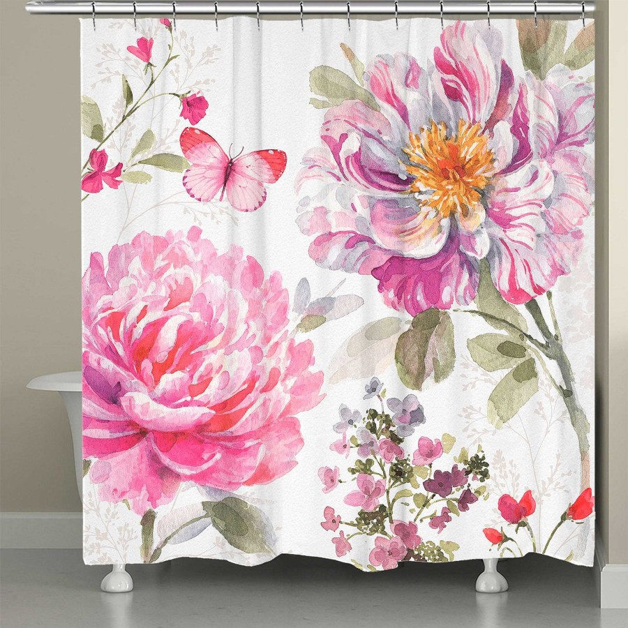 Bath Touch of Class | Obviously Pink Flower Blossom Shower Curtain From Laural Home