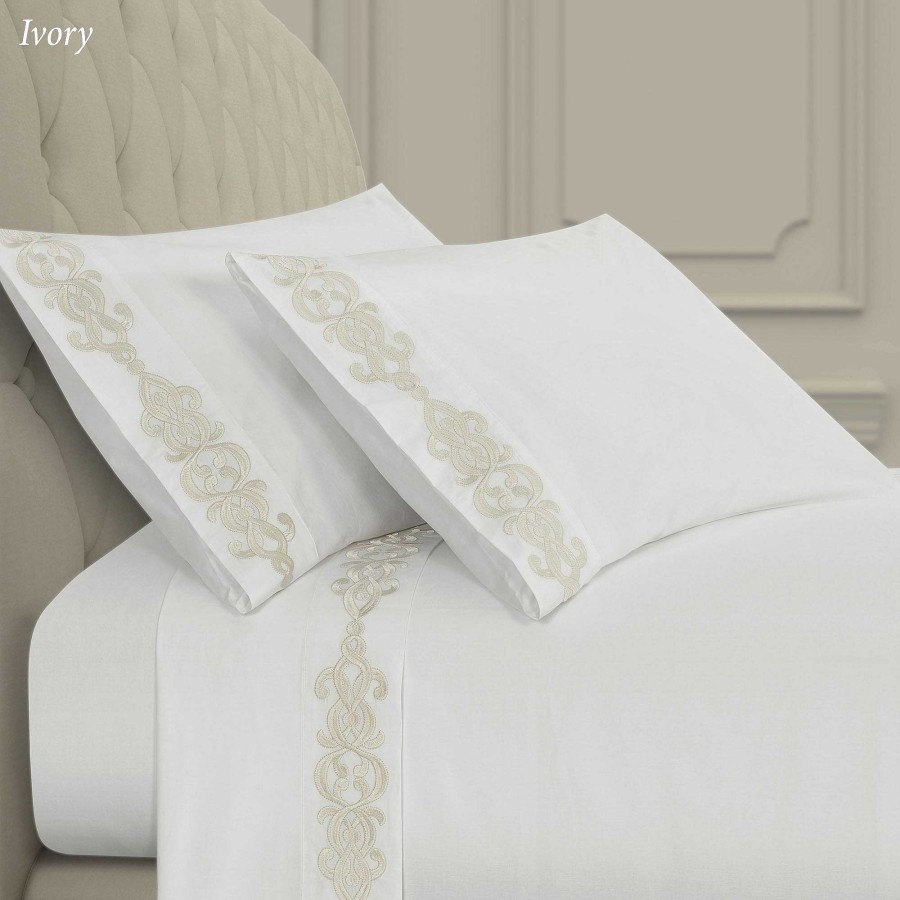 Bedding Touch of Class | 300 Tc Imperial Embroidered Pure Cotton Sheet Set By J Queen New York