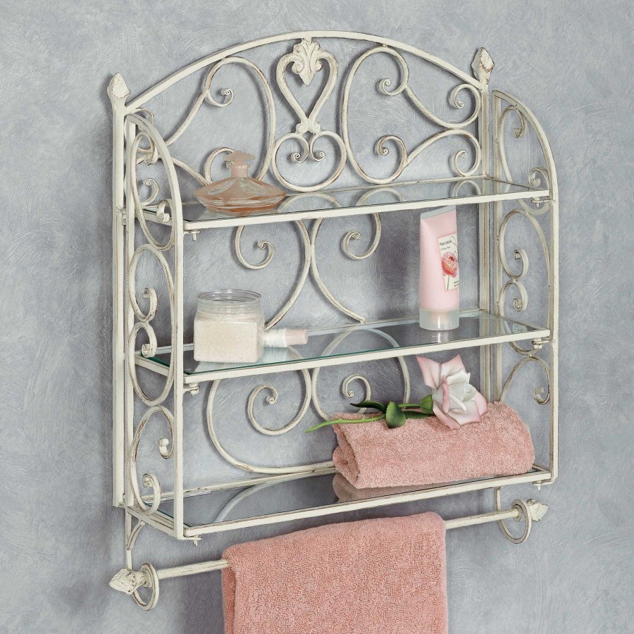 Bath Touch of Class | Aldabella Creamy Gold Wall Shelf Towel Bar