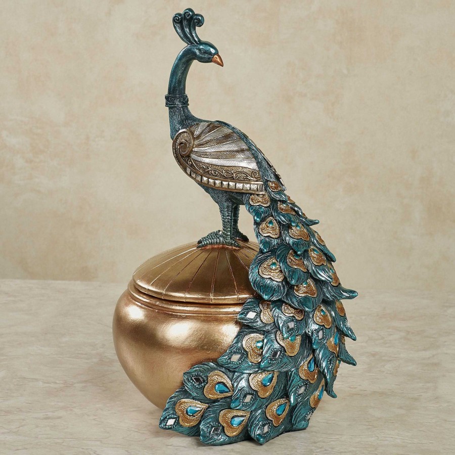 Home Accents Touch of Class | Poised Peacock Jeweled Decorative Covered Box