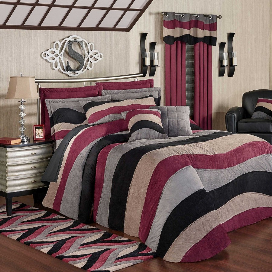 Bedding Touch of Class | Apex Wavy Stripe Faux Suede Oversized Bedspread