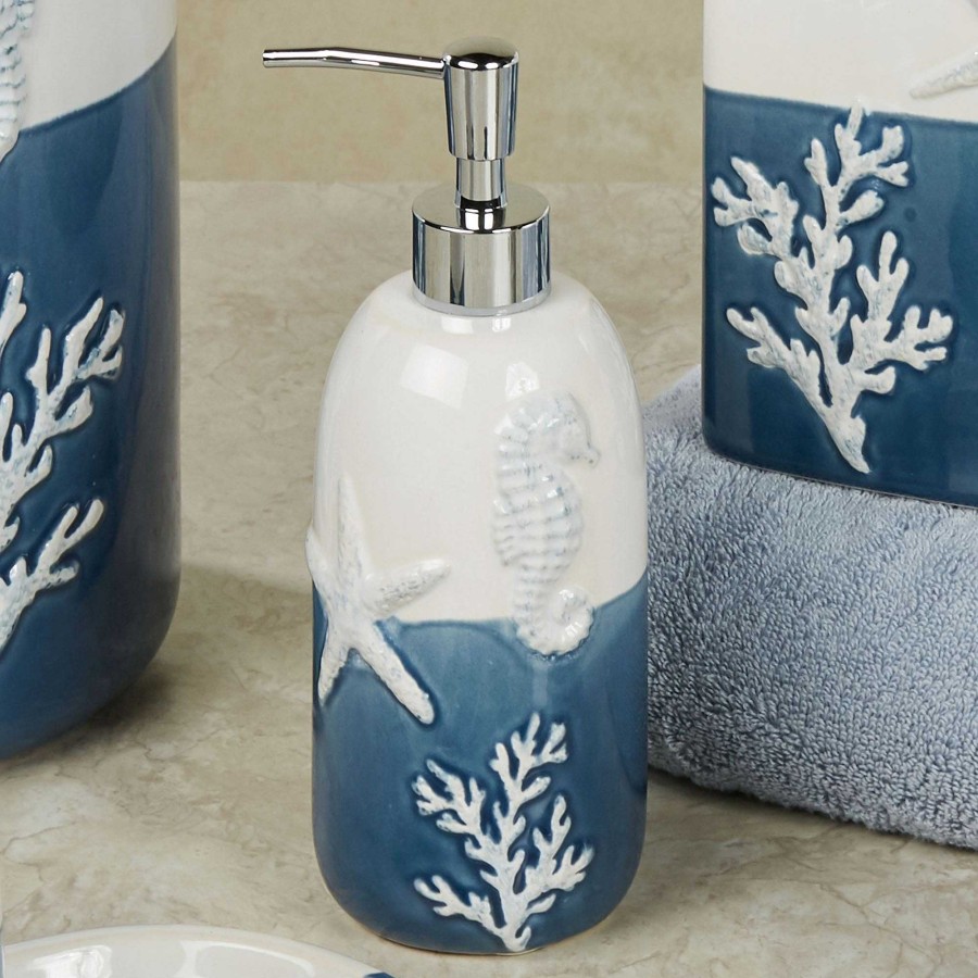 Bath Touch of Class | Batik Dark Blue Coastal Ceramic Bath Accessories