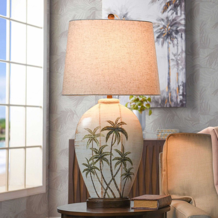 Home Accents Touch of Class | Patina Palms Off White Tropical Table Lamp