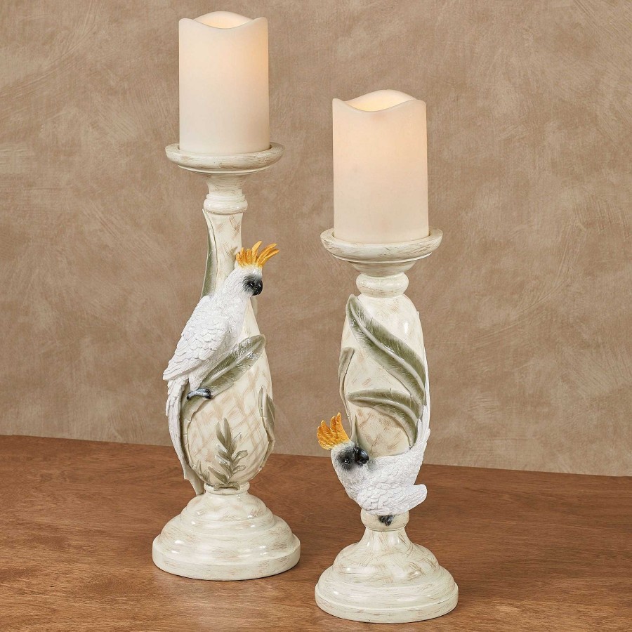 Home Accents Touch of Class | Cockatoo Birds Tropical Candleholder Set