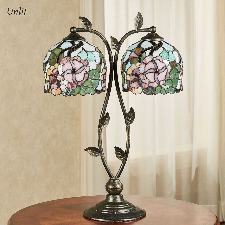 Home Accents Touch of Class | Jacinthia Floral Stained Glass Double Shade Table Lamp