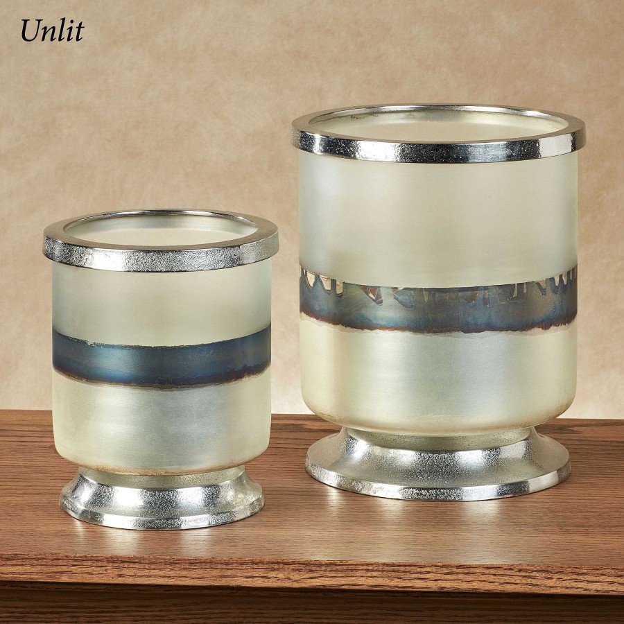 Home Accents Touch of Class | Frosted Glass Hurricane Vase Set