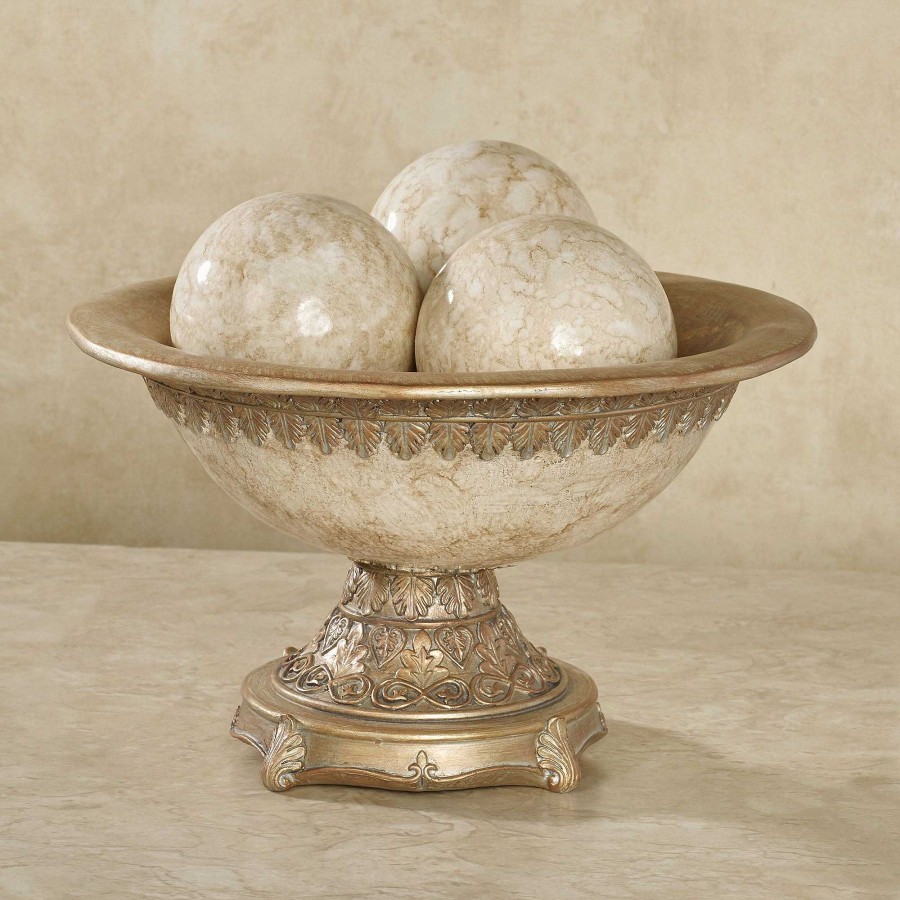 Home Accents Touch of Class | Cambria Ivory And Beige Decorative Centerpiece Bowl Or Orbs