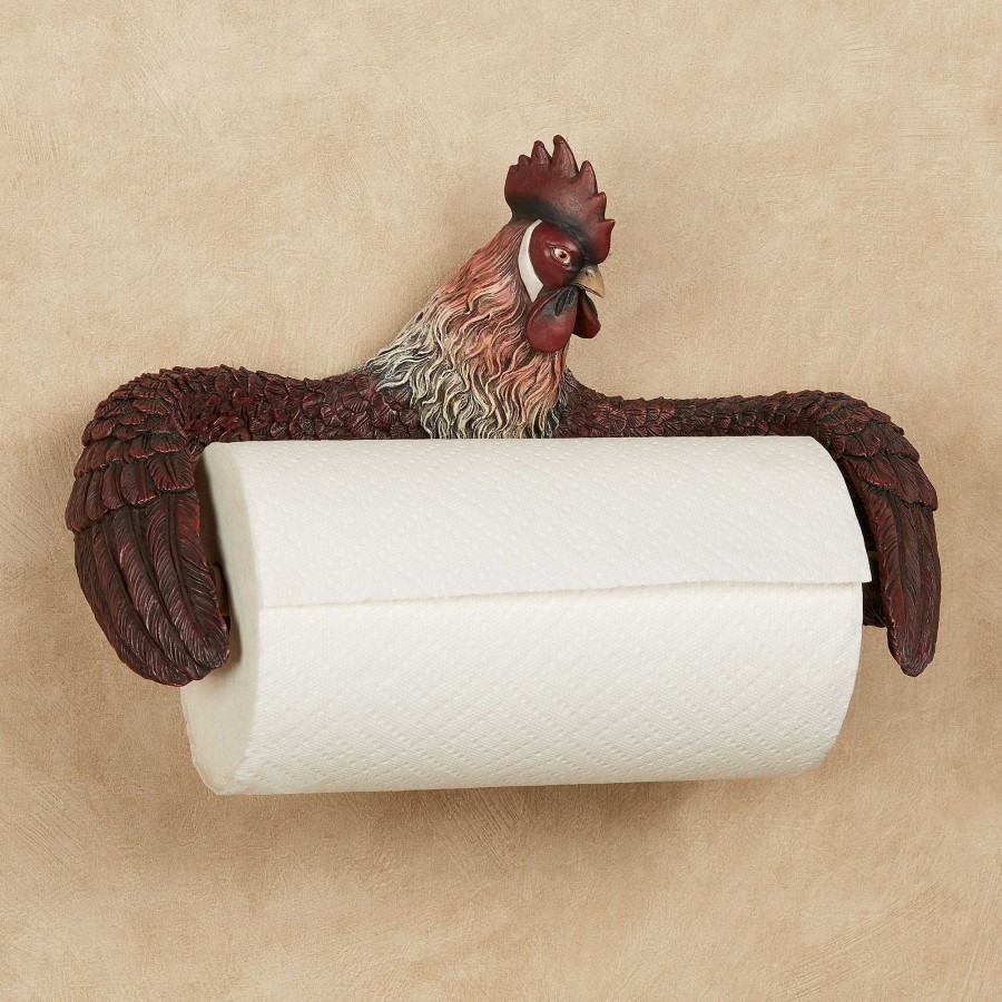 Kitchen Touch of Class | Brown Grand Rooster Wall Mounted Kitchen Paper Towel Holder