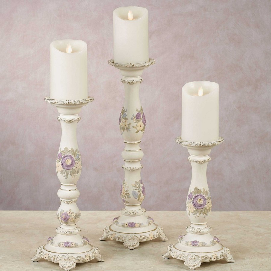 Home Accents Touch of Class | Enclaire Ivory Floral Candleholder Set