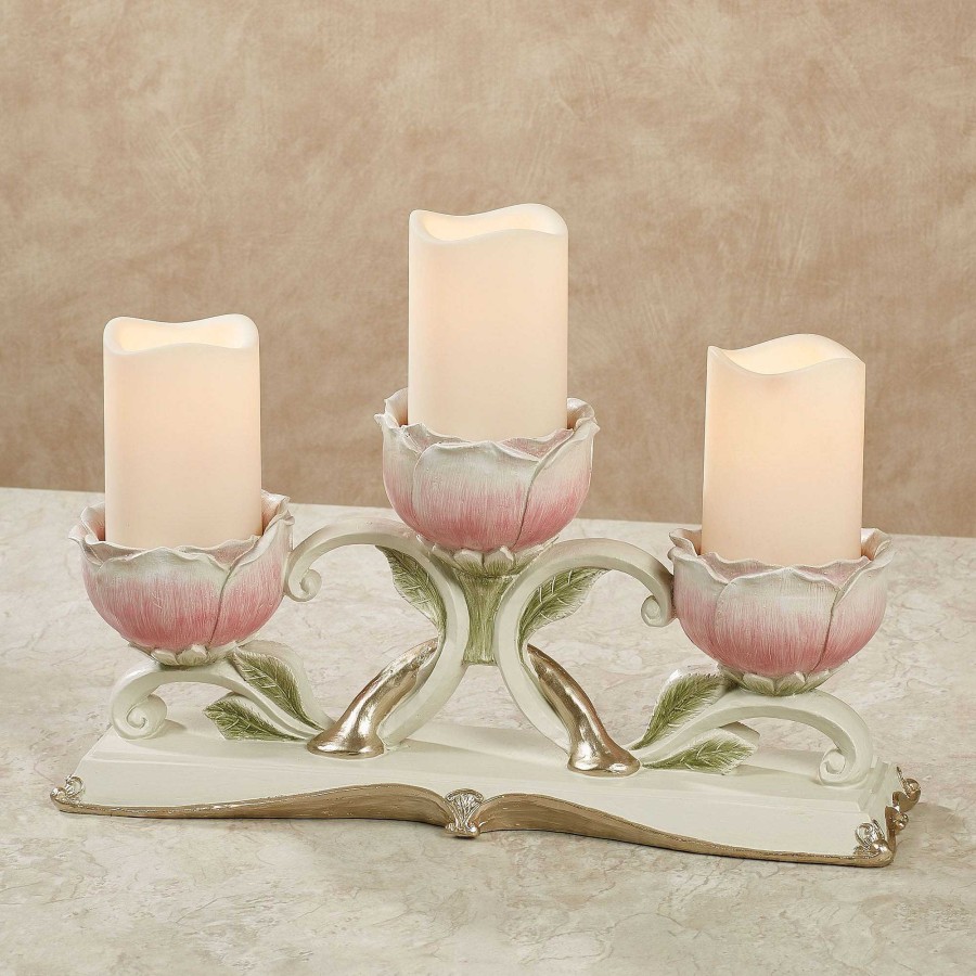 Home Accents Touch of Class | Rose Bloom Pink Floral Tabletop Candelabra