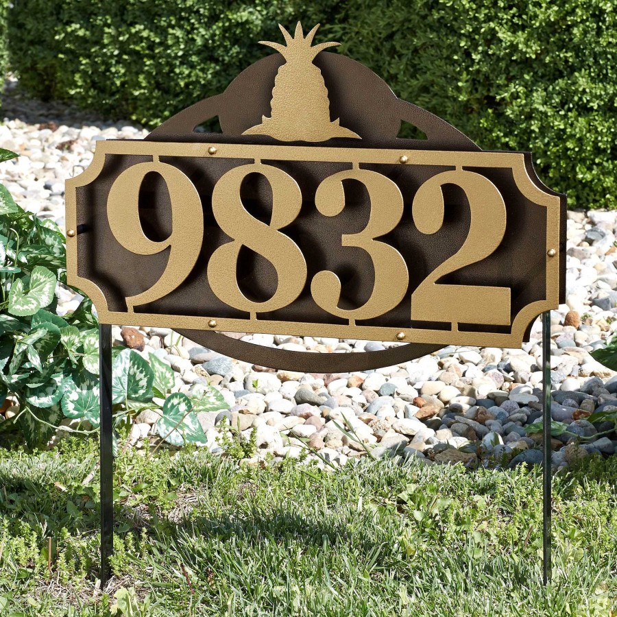 Home Accents Touch of Class | La Casa Pineapple House Number Address Sign Yard Stake By Jasonw Studios