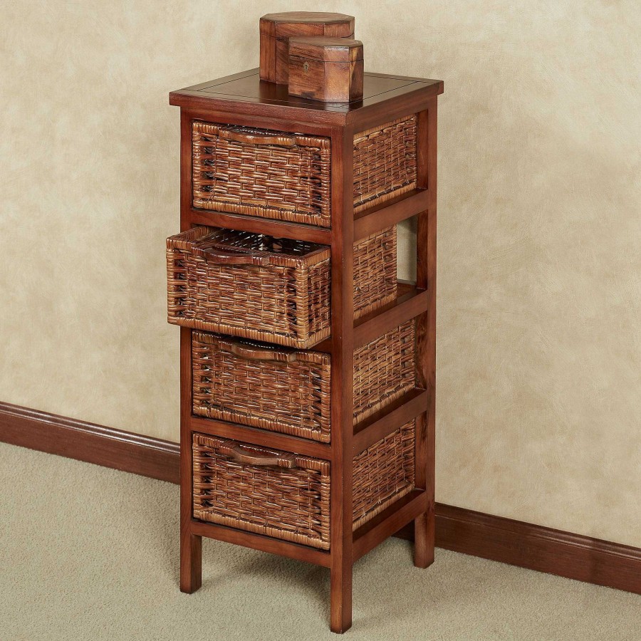 Furniture Touch of Class | Madura Wooden And Rattan Three Or Four Drawer Storage Cabinet