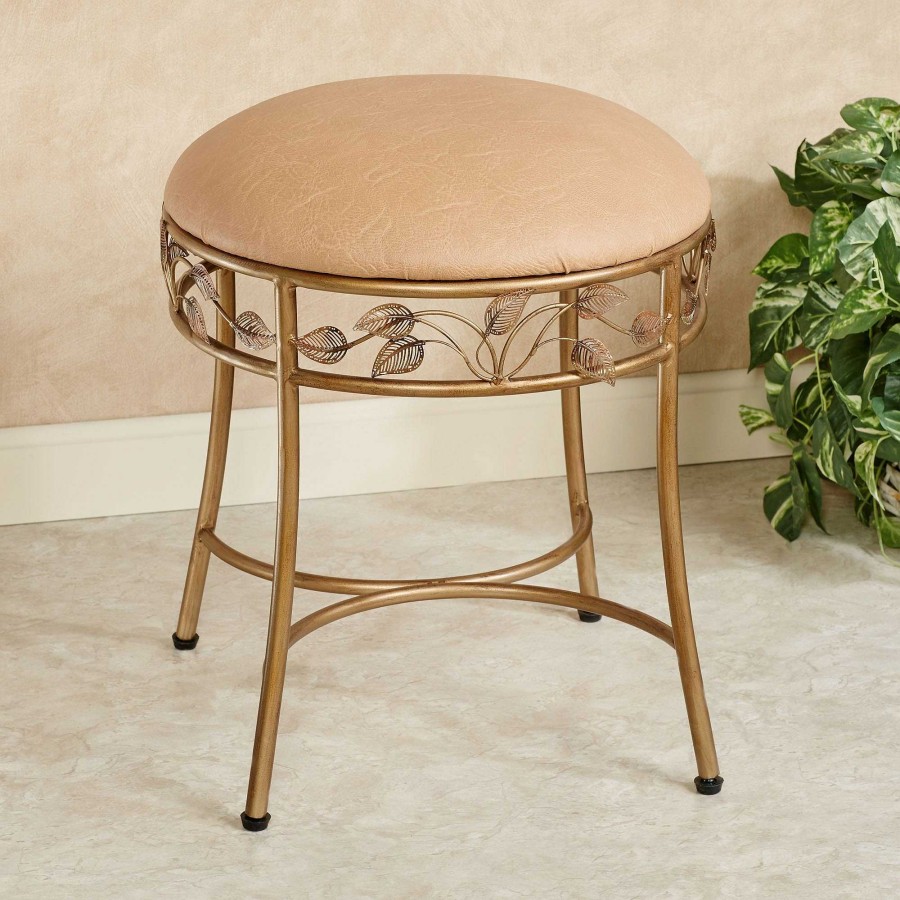 Bath Touch of Class | Eden Metal Vanity Stool With Warm Sand Cushion