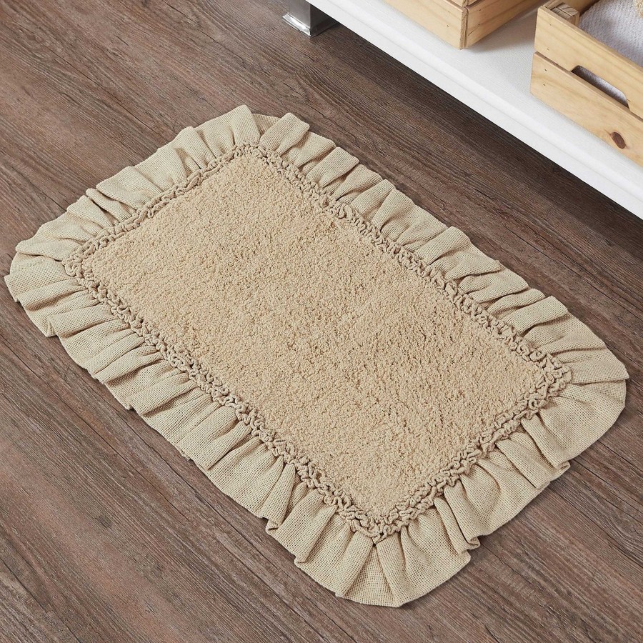 Bath Touch of Class | Burlap Natural Ruffled Bath Mats By April & Olive