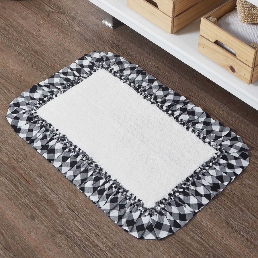 Bath Touch of Class | Annie Black Plaid Ruffled Bath Mats By April & Olive