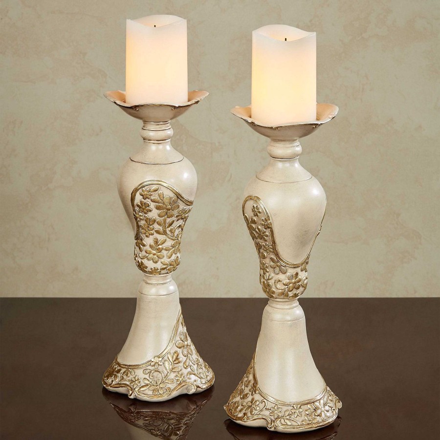 Home Accents Touch of Class | Floressa Ivory And Multi Metallic Gold Traditional Candleholder Pair