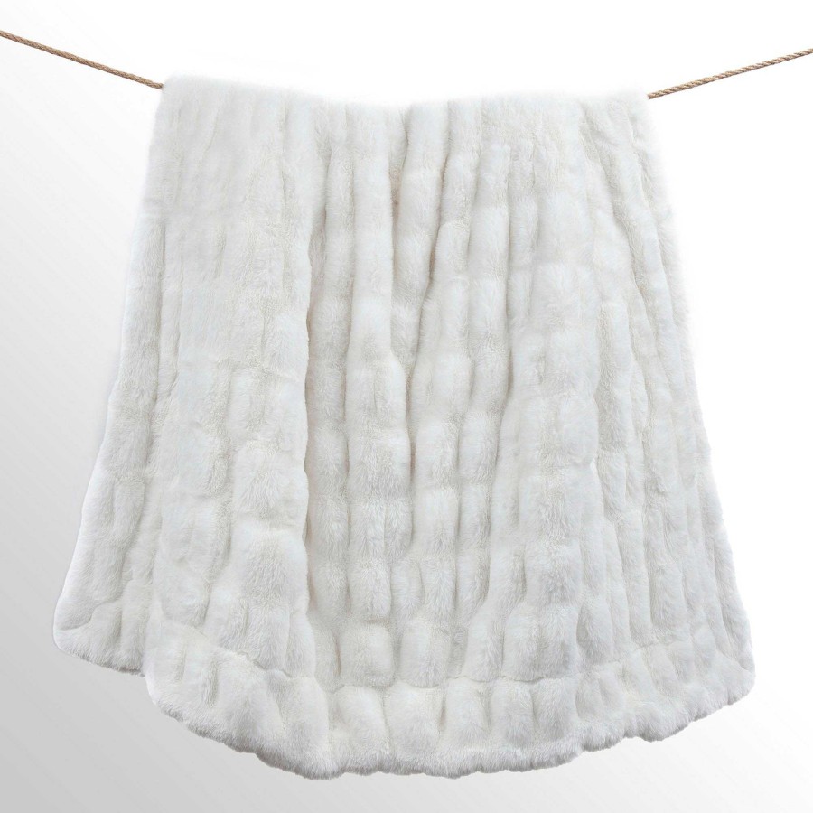 Bedding Touch of Class | Ruched Rabbit Faux Fur Throw Blanket