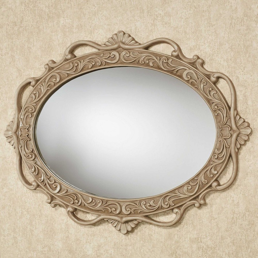 Bath Touch of Class | Abriella Beige And Taupe Traditional Oval Wall Mirror