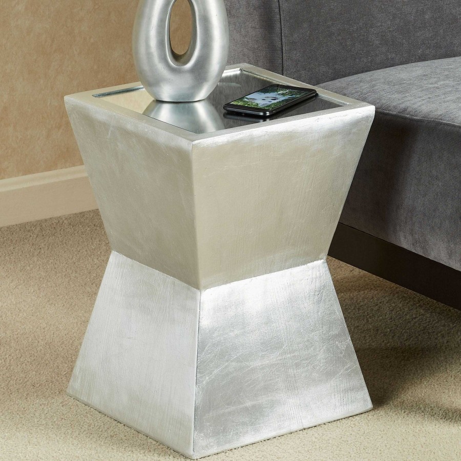 Furniture Touch of Class | Silver Mod Mirrored Accent Table