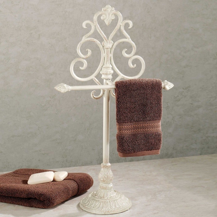 Bath Touch of Class | Aldabella Creamy Gold Towel Stand Jewelry Holder