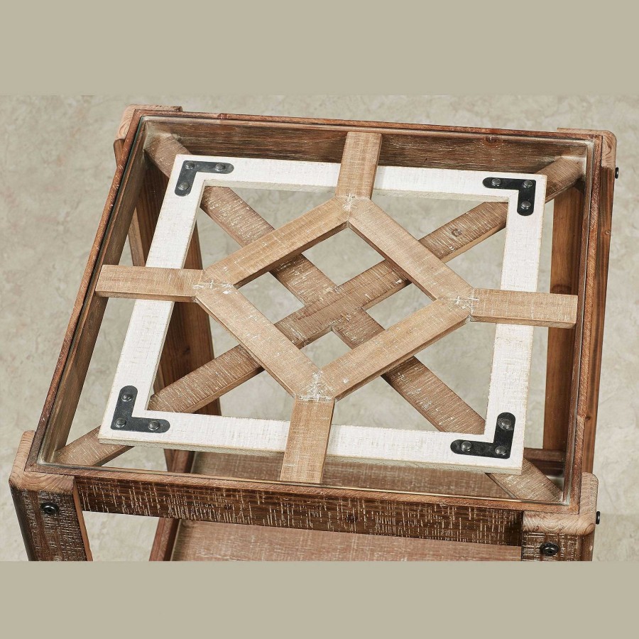 Furniture Touch of Class | Maclaen Rustic Brown Wooden Square Accent Table