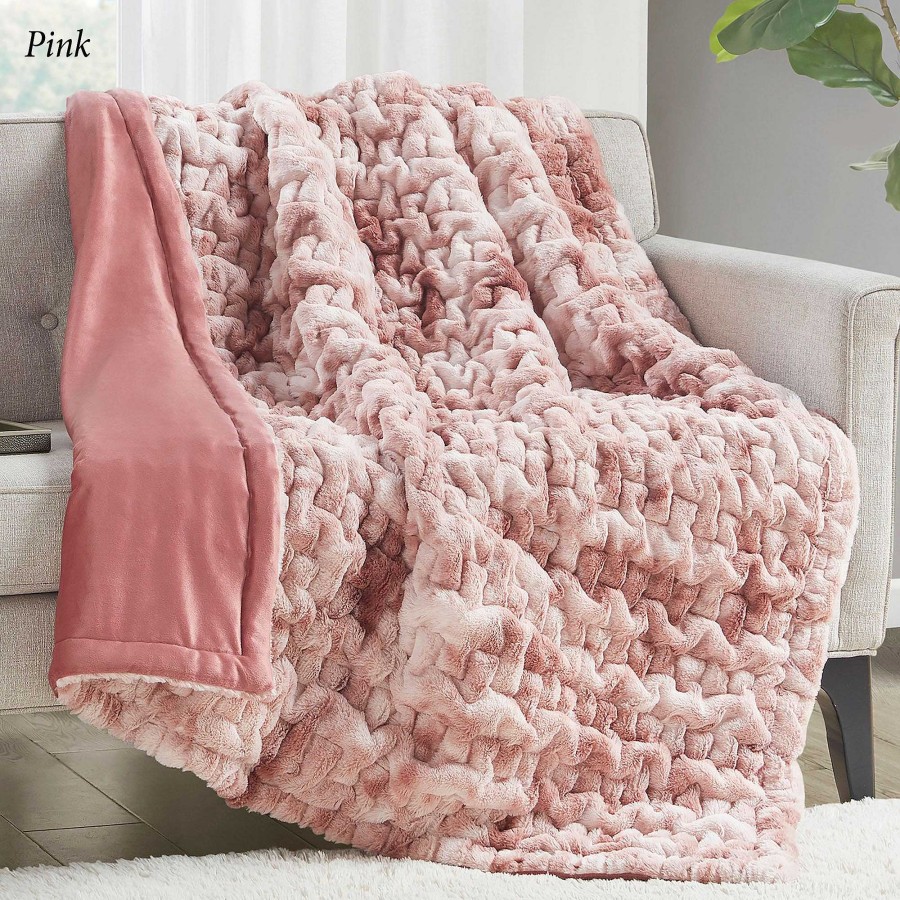 Bedding Touch of Class | Tie Dye Ruched Faux Fur Throw Blanket From Madison Park