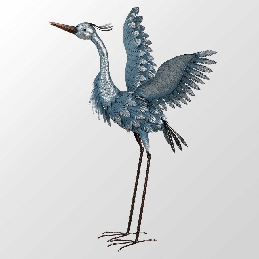 Home Accents Touch of Class | Blue Heron Wings Up 29 Inch High Metal Outdoor Sculpture