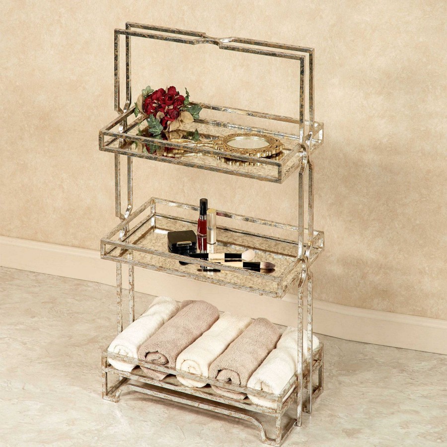 Bath Touch of Class | Marla Silver Gold Three Tier Floor Shelf