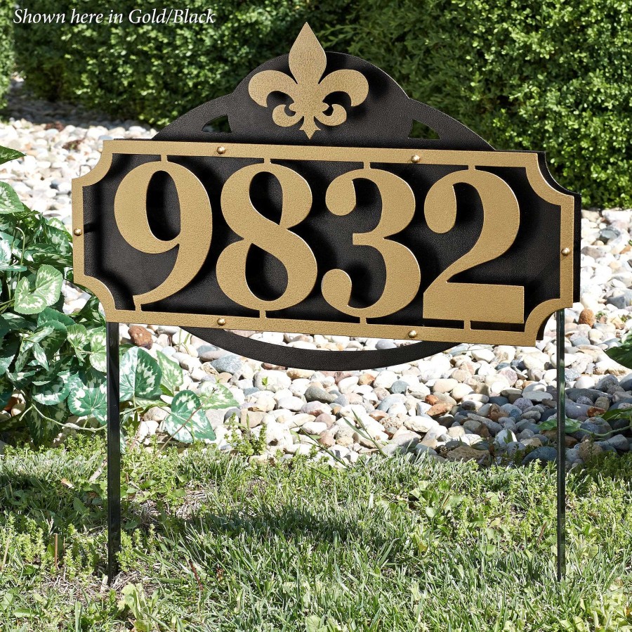 Home Accents Touch of Class | La Casa Fleur De Lis House Number Address Sign Yard Stake By Jasonw Studios