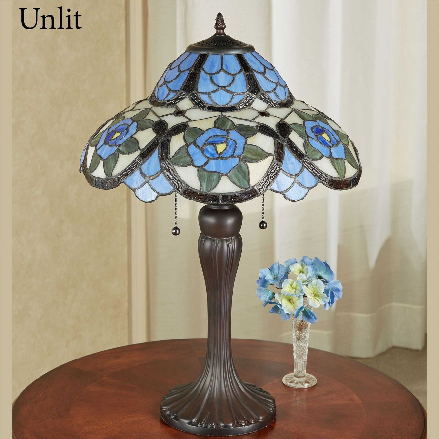 Home Accents Touch of Class | Odelia Periwinkle Floral Stained Glass Table Lamp