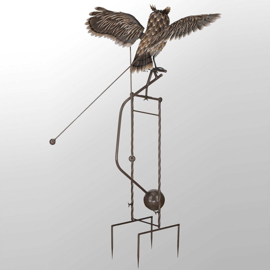 Home Accents Touch of Class | Kinetic Rocking Owl Outdoor Garden Sculpture