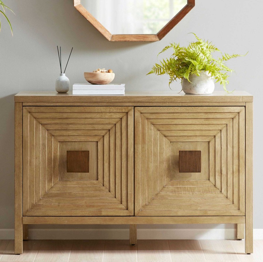 Furniture Touch of Class | Paige Natural Finished Solid Wood Storage Cabinet With Two Doors