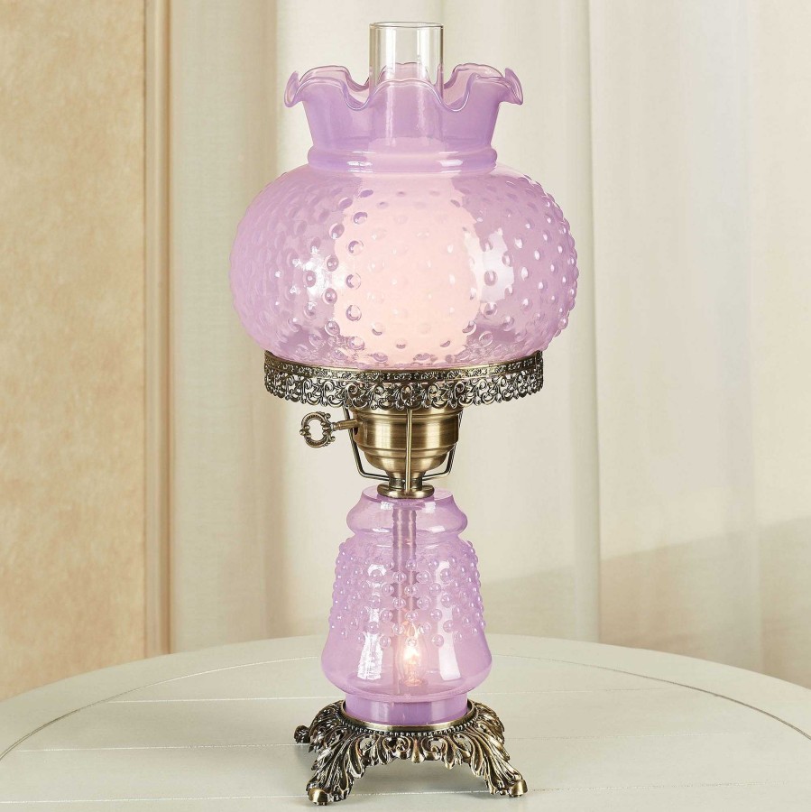 Home Accents Touch of Class | Mindy Orchid Hobnail Glass Hurricane Table Lamp