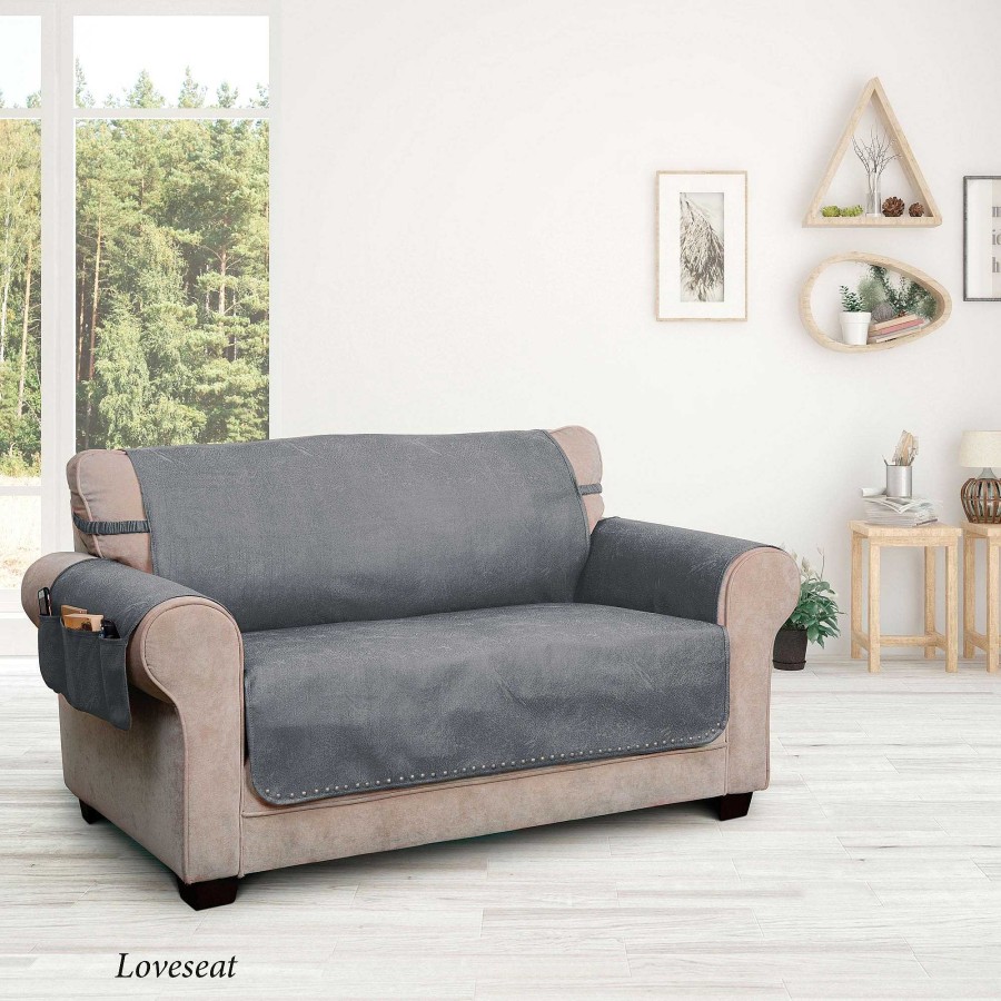 Furniture Touch of Class | Stonehill Dark Gray Faux Leather Slip Resistant Furniture Protectors