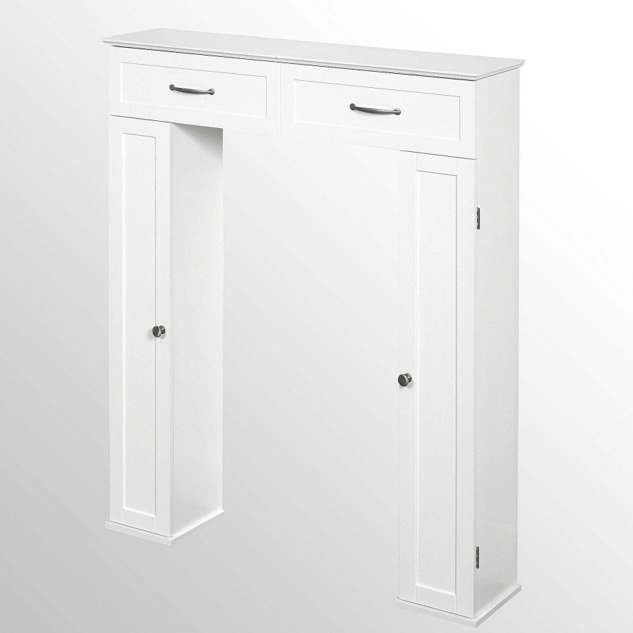 Bath Touch of Class | Clarice White Wooden Over The Toilet Bathroom Storage Console