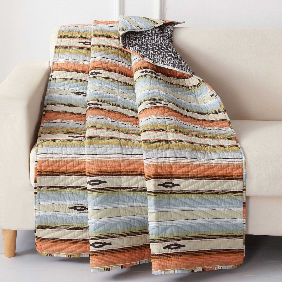 Bedding Touch of Class | Painted Desert Reversible Striped Quilted Southwest Throw Blanket