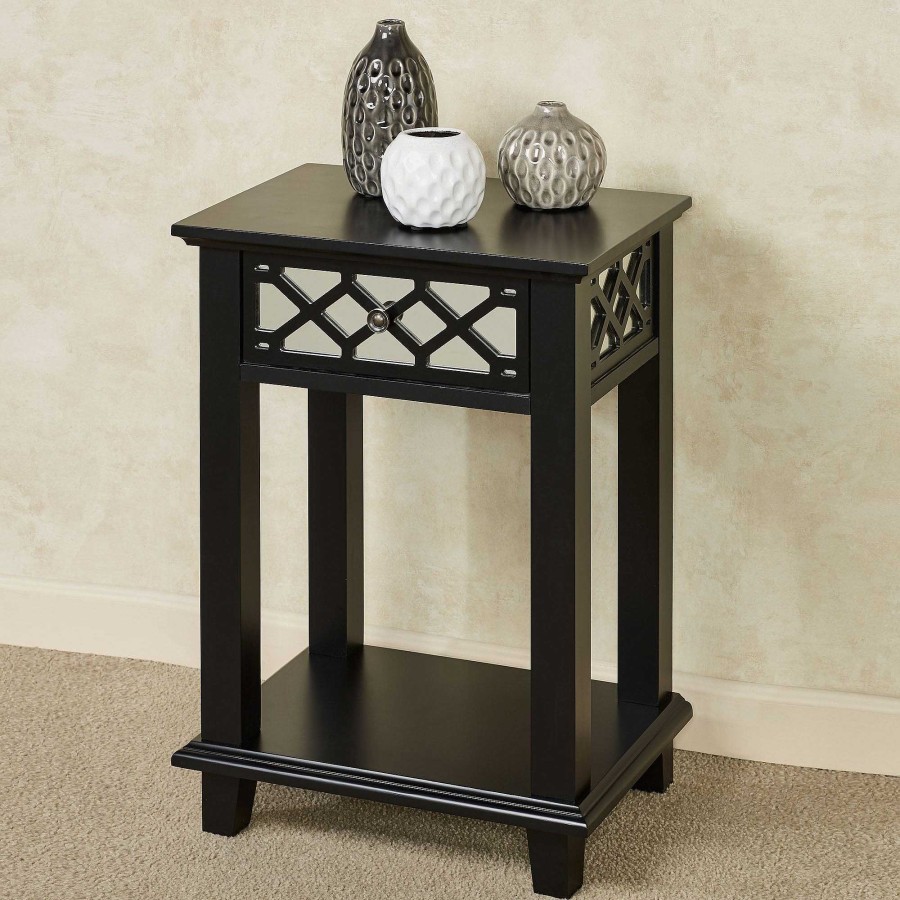 Furniture Touch of Class | Brenden Black Wooden Side Table With Drawer