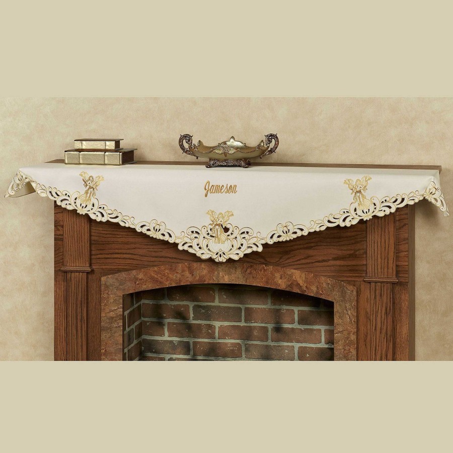 Home Accents Touch of Class | Angelica Embroidered Angel Cutwork Mantel Scarf