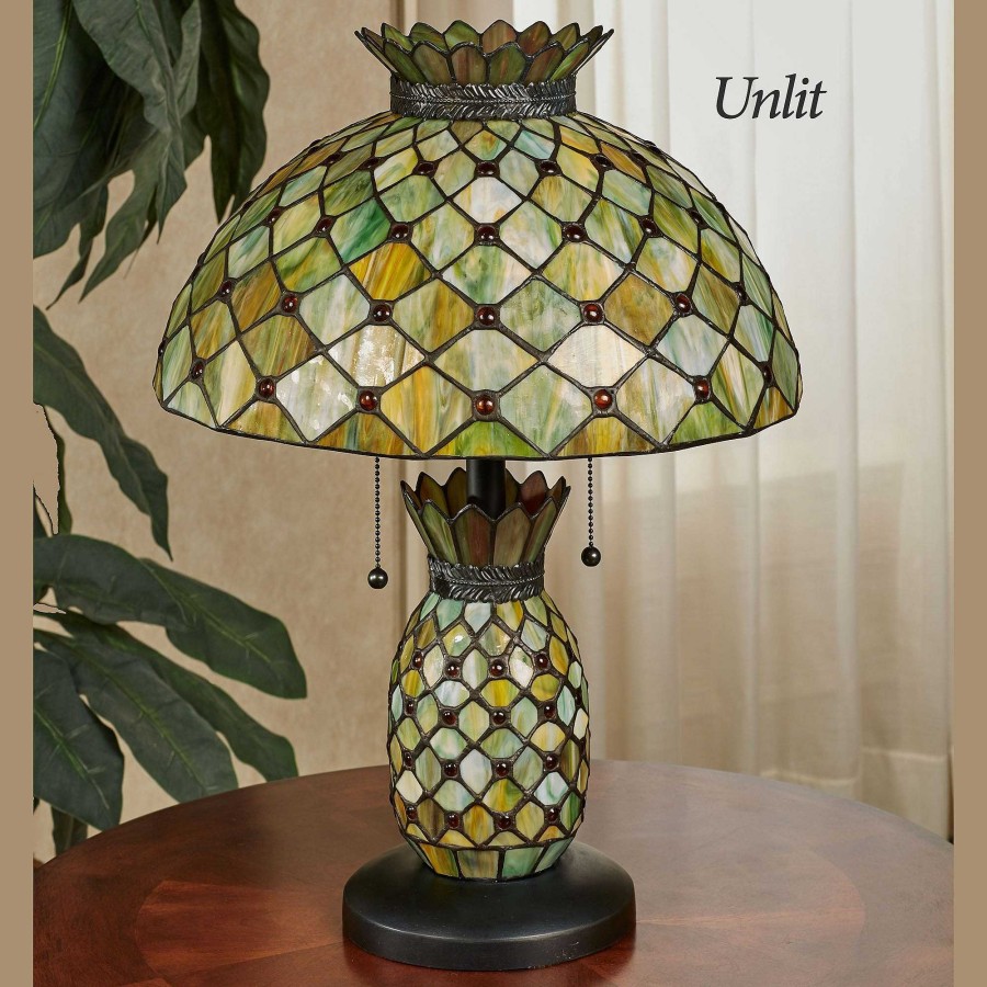 Home Accents Touch of Class | Piala Pineapple Stained Glass Table Lamp With Nightlight Font