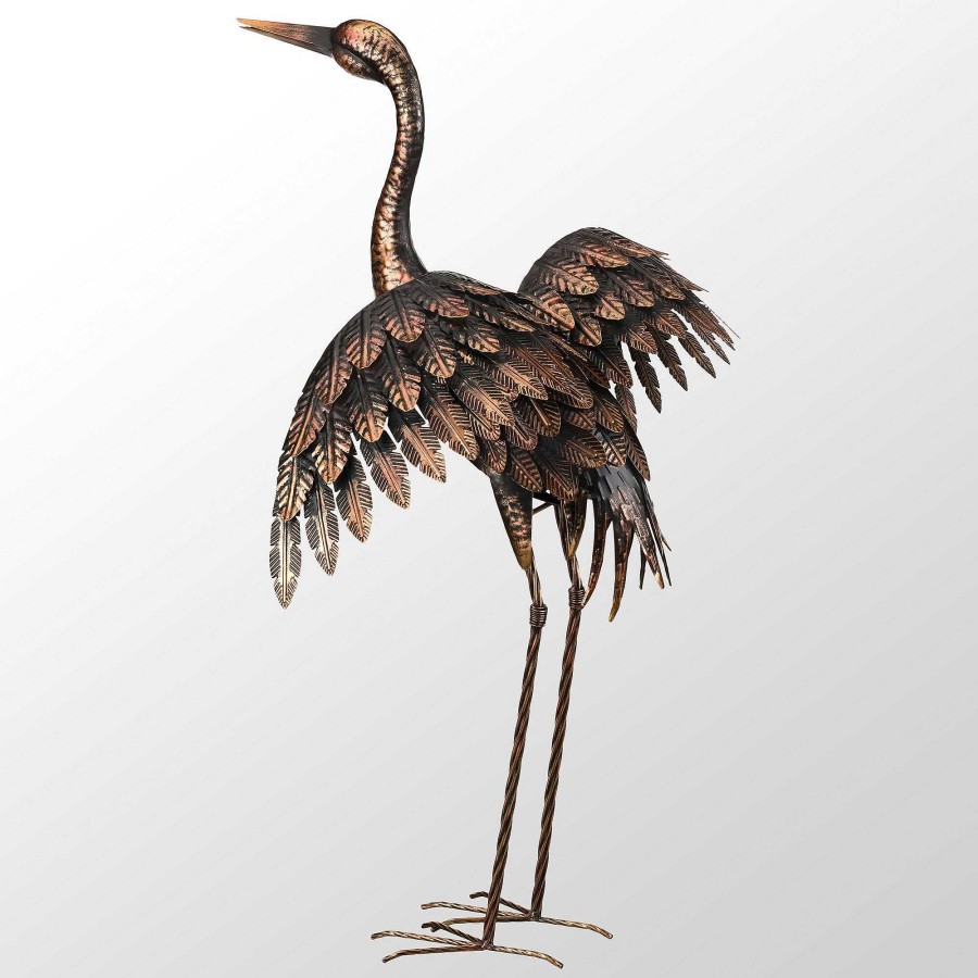 Home Accents Touch of Class | Crane Wings Out Powder Coated Metal Outdoor Sculpture