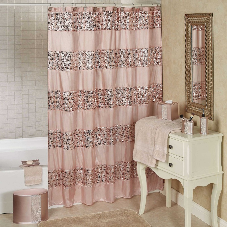 Bath Touch of Class | Sinatra Pale Blush Sequined Shower Curtain